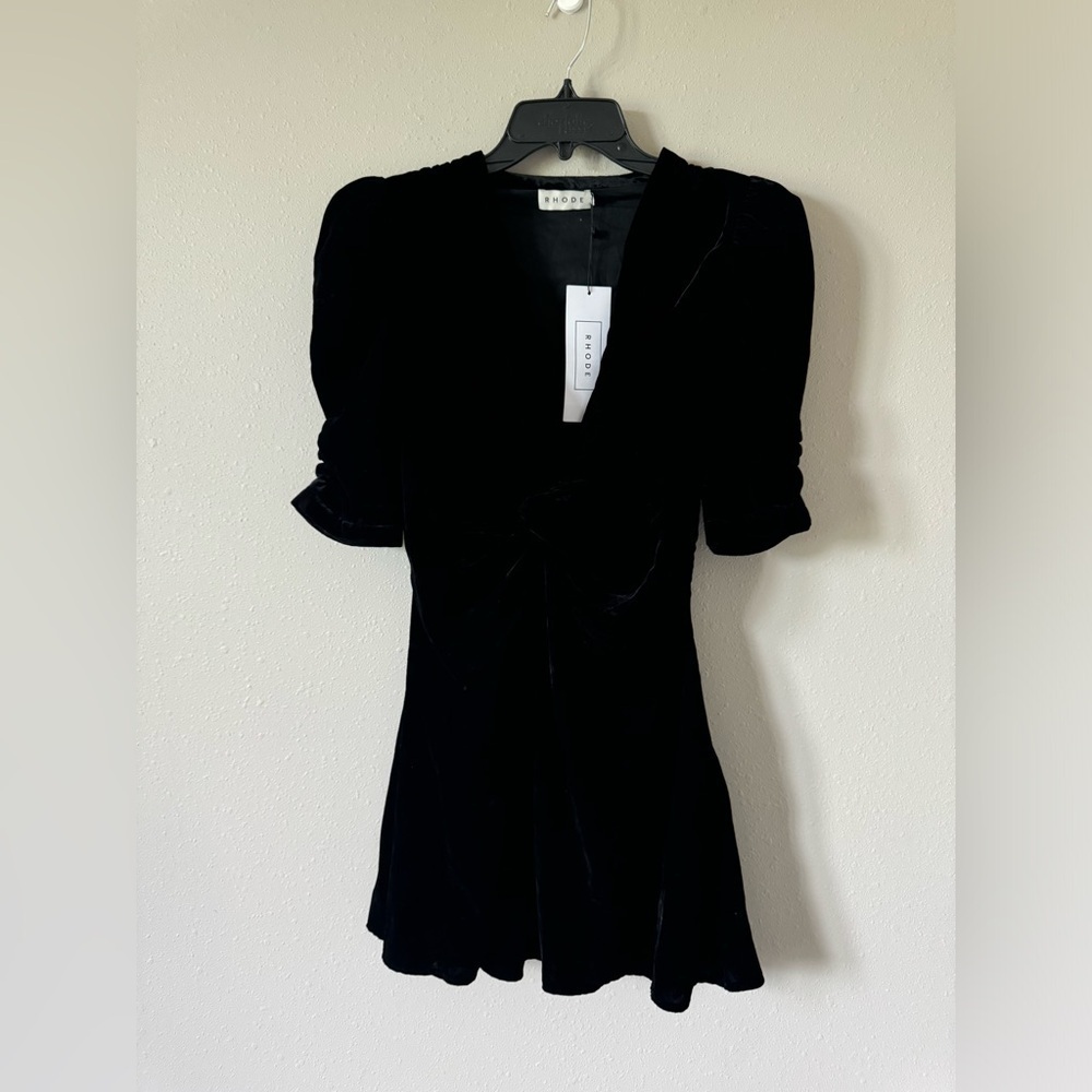 New Rhode- Leanna Dress- Black Velvet Small - Picture 2 of 6